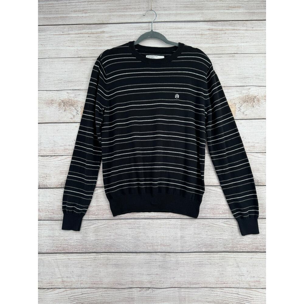 Burton Analog Striped Crewneck Sweater Mens Small Black Gray White